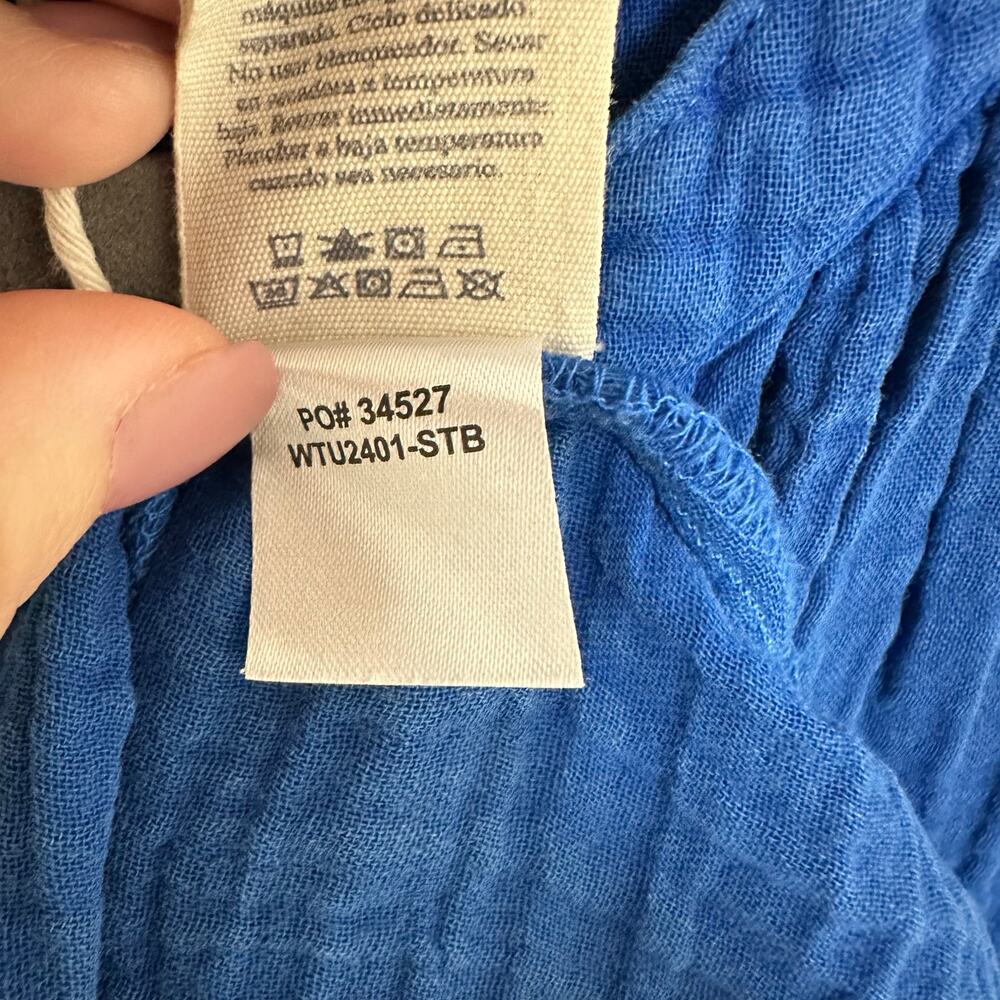 Faherty Dream Cotton Gauze Dylan Top Size S Royal Blue Organic Lightweight NWOT - Picture 8 of 10
